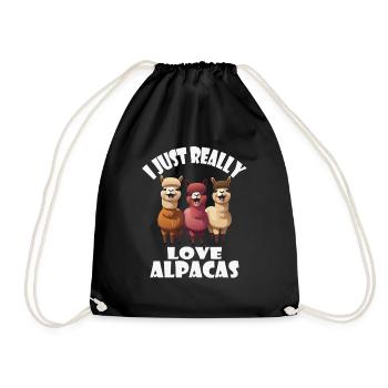 I just really love Alpacas - Turnbeutel - Schwarz - Vorne