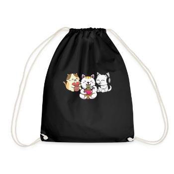 Chat Boba Thé Bubble Tea Gaming Gamer Ramen Anime - Sac de sport léger - noir - Devant