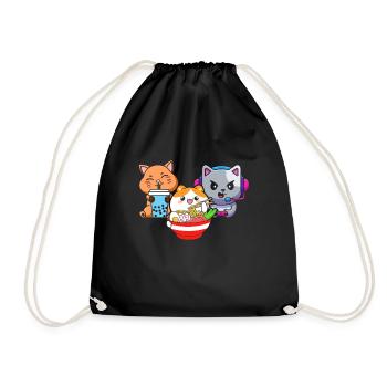 Chat Boba Thé Bubble Tea Gaming Gamer Ramen Anime - Sac de sport léger - noir - Devant