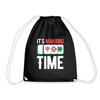 It's Mahjong Time Funny Gambling Bingo - Drawstring Bag - black - Front