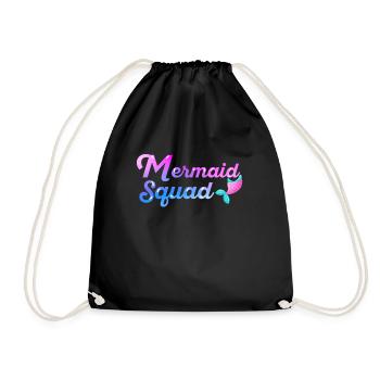 Mermaid Adult Matching Birthday Women Girl - Drawstring Bag - black - Front