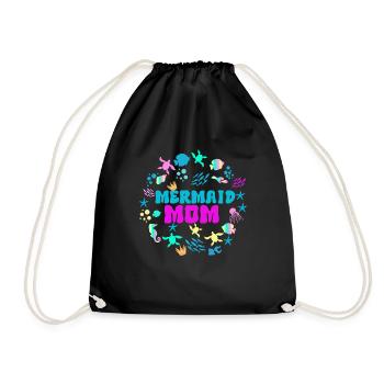 Mermaid Adult Matching Birthday Women Girl - Drawstring Bag - black - Front