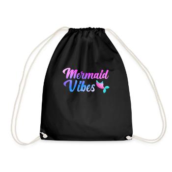 Mermaid Adult Matching Birthday Women Girl - Drawstring Bag - black - Front