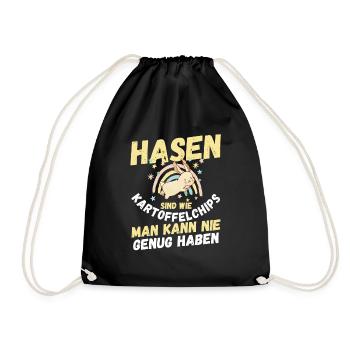 Kaninchen Hase - Turnbeutel - Schwarz - Vorne