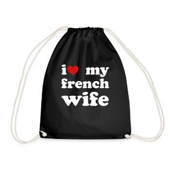 I Love My French Wife Wedding - Drawstring Bag - black - Front