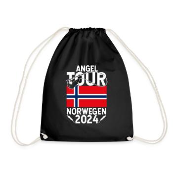 Angel Tour Norwegen 2024 Angelteam Flagge Fische A - Turnbeutel - Schwarz - Vorne
