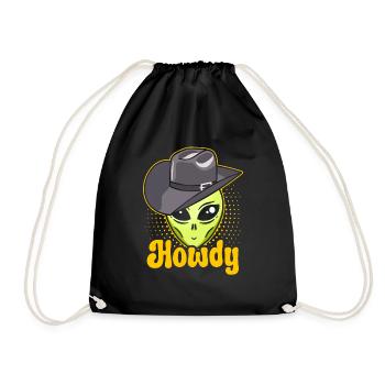 Howdy Alien Cowboy Space UFO Funny Western Rodeo - Turnbeutel - Schwarz - Vorne
