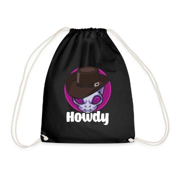 Howdy Alien Cowboy Space UFO Funny Western Rodeo - Turnbeutel - Schwarz - Vorne