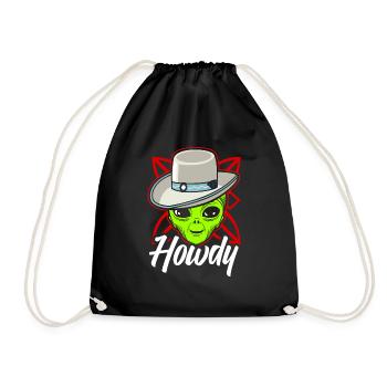 Howdy Alien Cowboy Space UFO Funny Western Rodeo - Turnbeutel - Schwarz - Vorne