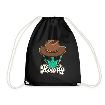 Howdy Alien Cowboy Space UFO Funny Western Rodeo - Turnbeutel - Schwarz - Vorne