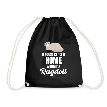 A house is not a home without ragdoll mom animals - Drawstring Bag - black - Front