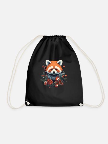 Roter Panda mit Weihnachtselementen, Liebespandas - Turnbeutel - Schwarz