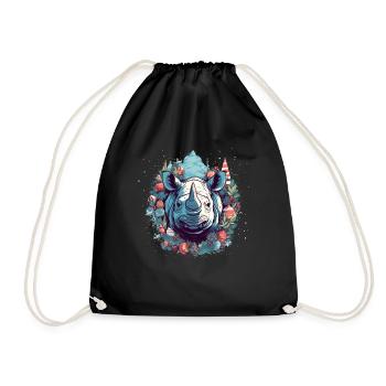 Rhinocéros avec des éléments de Noël, Rhinocéros d’amour - Sac de sport léger - noir - Devant