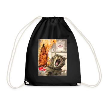 Katze Weihnachtsbaum brennt Weirdcore Artwork fun - Turnbeutel - Schwarz - Vorne