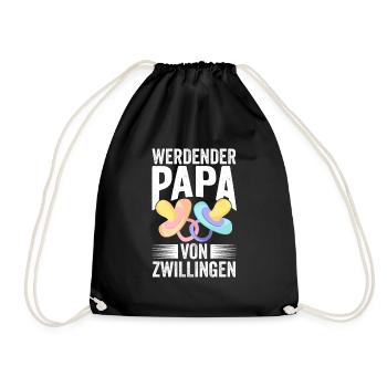 Vater Papa von Zwillingen Zwillingspapa - Turnbeutel - Schwarz - Vorne