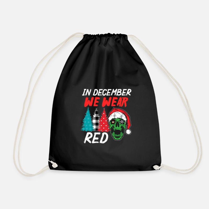 In December We Wear Red - Drawstring Bag - black