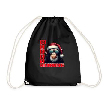Merry Christmas Schimpanse mit Sonnenbrille - Turnbeutel - Schwarz - Vorne
