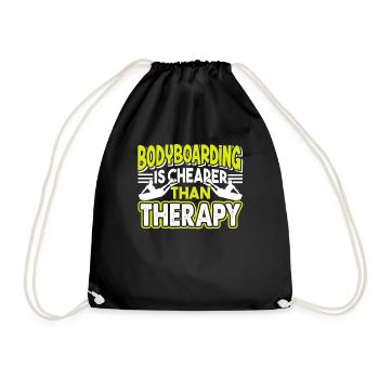 Bodyboarding Bodyboarding Cheaper Than Therapy - Drawstring Bag - black - Front