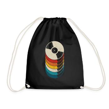 Vinyl Record Gift For DJ Vintage - Drawstring Bag - black - Front