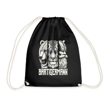 Bärtigermann Bär Tiger Mann Geschenk Bart - Turnbeutel - Schwarz - Vorne