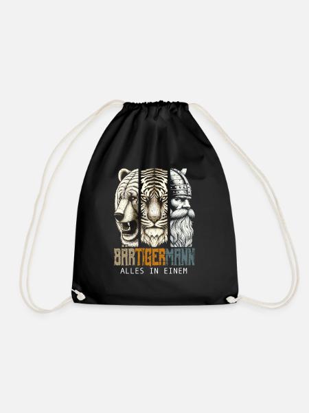Bärtigermann Bär Tiger Mann Geschenk Bart - Turnbeutel - Schwarz