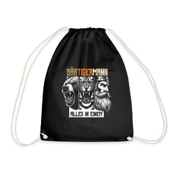 Bärtigermann Bär Tiger Mann Geschenk Bart - Turnbeutel - Schwarz - Vorne