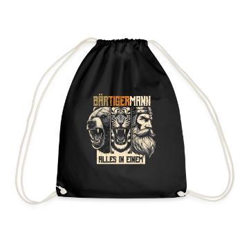 Bärtigermann Bär Tiger Mann Geschenk Bart - Turnbeutel - Schwarz - Vorne