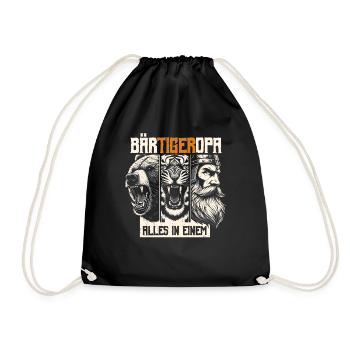 Bearded Grandpa Bear Tiger Grandpa Gift Beard Beard Bearer - Drawstring Bag - black - Front