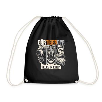 Bearded Grandpa Bear Tiger Grandpa Gift Beard Beard Bearer - Drawstring Bag - black - Front