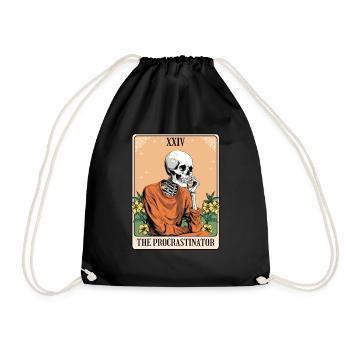 Carte de tarot drôle Procrastination - Sac de sport léger - noir - Devant