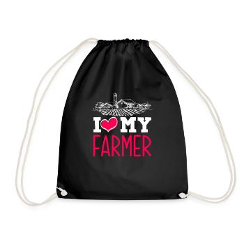 Lustiges Bauer Bauernhof Landwirt Geschenk - Turnbeutel - Schwarz - Vorne
