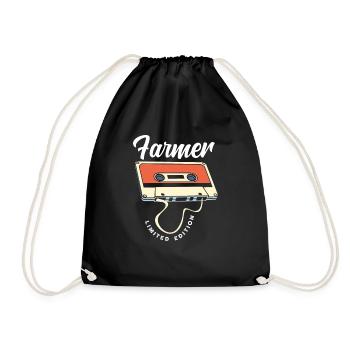 Lustiges Bauer Bauernhof Landwirt Geschenk - Turnbeutel - Schwarz - Vorne