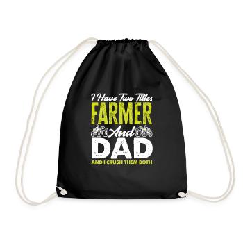 Lustiges Bauer Bauernhof Landwirt Geschenk - Turnbeutel - Schwarz - Vorne