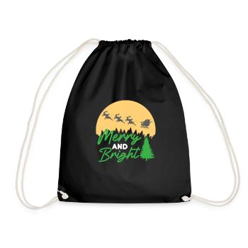 Merry And Bright Christmas - Drawstring Bag - black - Front