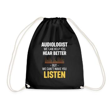 Audiologe: Wir Können Ihnen Helfen, Besser Zu - Turnbeutel - Schwarz - Vorne