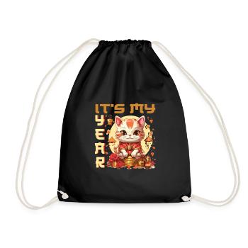 Joyeux Nouvel An Chinois 2024 Chat Porte-bonheur Matching - Sac de sport léger - noir - Devant