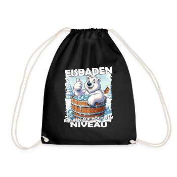 Eisbaden Winterbaden Lustig - Turnbeutel - Schwarz - Vorne