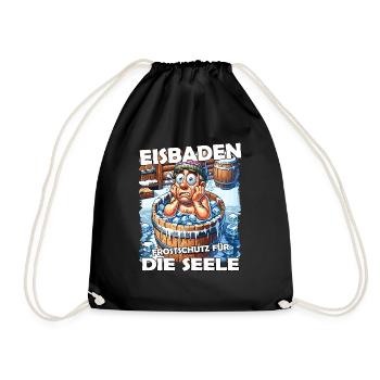 Eisbaden Winterbaden Lustig - Turnbeutel - Schwarz - Vorne