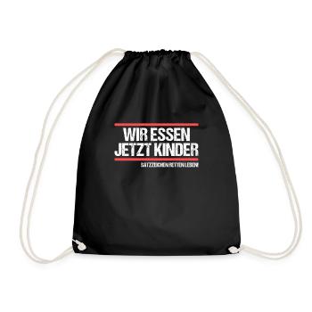Wir essen jetzt Kinder Grammatik Deutschlehrer - Turnbeutel - Schwarz - Vorne
