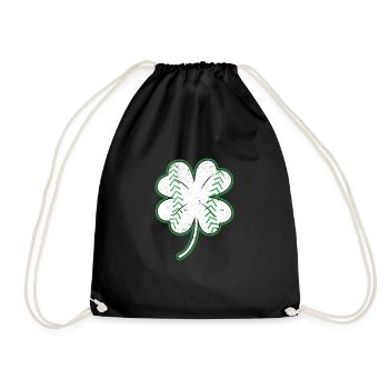 Baseball St Patrick's Day Lucky Leaf Catcher - Drawstring Bag - black - Front