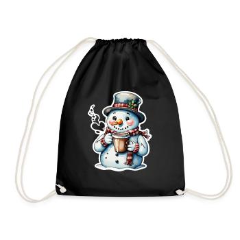 Schneemann - Turnbeutel - Schwarz - Vorne