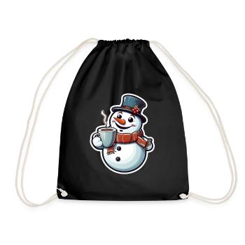 Schneemann - Turnbeutel - Schwarz - Vorne