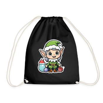 Elf Christmas Elf Gift Elf - Drawstring Bag - black - Front