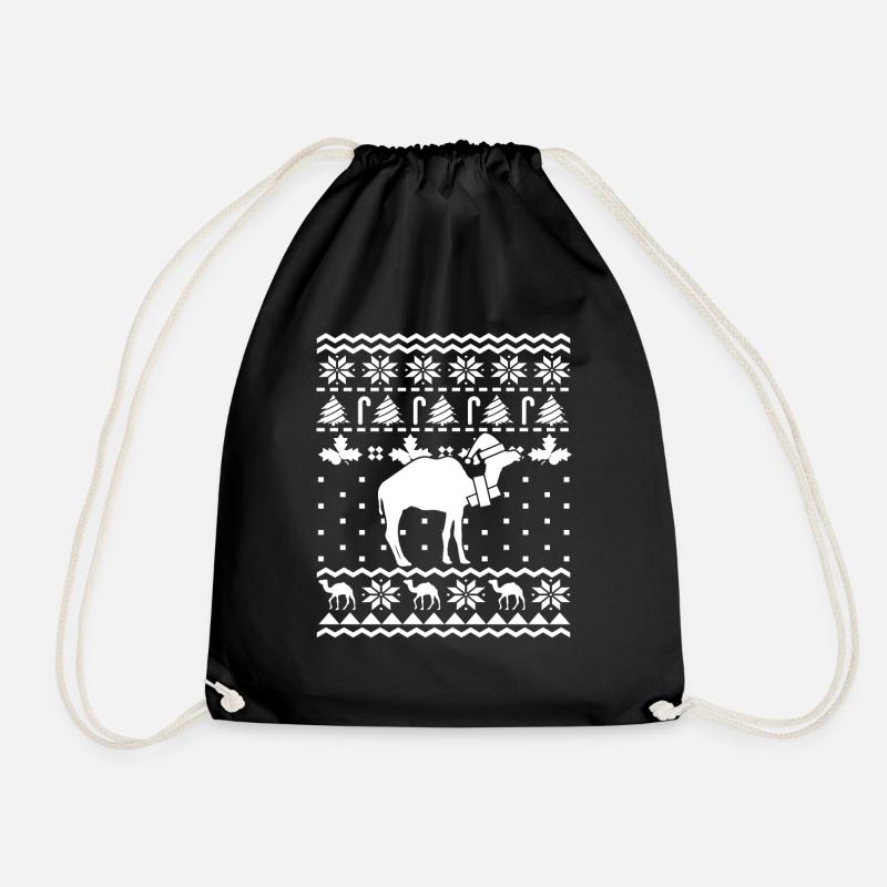 Weihnachtskamel Mit Weihnachtsmütze Wüstentier - Turnbeutel - Schwarz