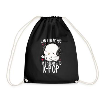Can't Hear You I'm Listening Kpop Duck K-pop - Turnbeutel - Schwarz - Vorne