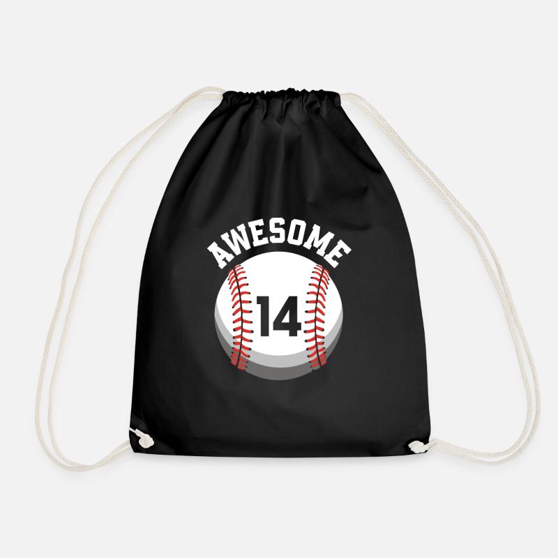 Kids Birthday 14th Birthday Baseball Party - Drawstring Bag - black