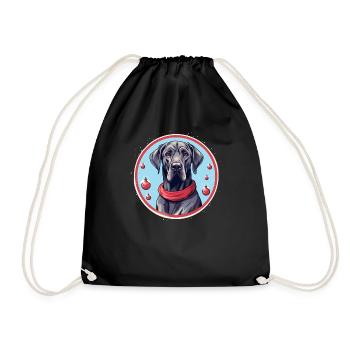 Große Dogge Hund Weihnachten, Liebe Hunde - Turnbeutel - Schwarz - Vorne