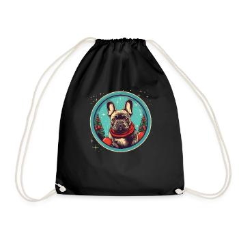 Französische Bulldogge Hund Weihnachten, Liebeshunde - Turnbeutel - Schwarz - Vorne