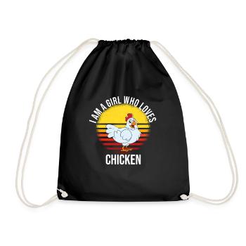 Lustiger Hühner Spruch Huhn - Turnbeutel - Schwarz - Vorne