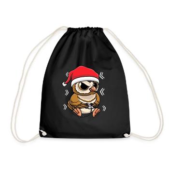 Owl playing video games - Drawstring Bag - black - Front
